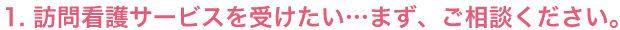 1. 訪問看護サービスを受けたい…まず、ご相談ください。